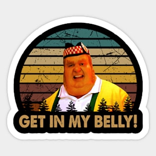 Fat character get in my poster Sticker